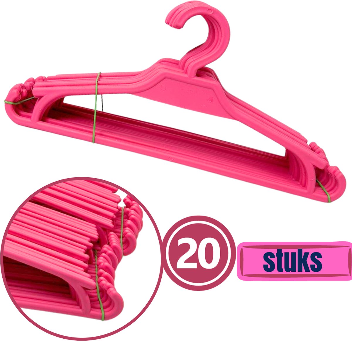 Synx Tools kinder kledinghangers roze, set van 20 stuks