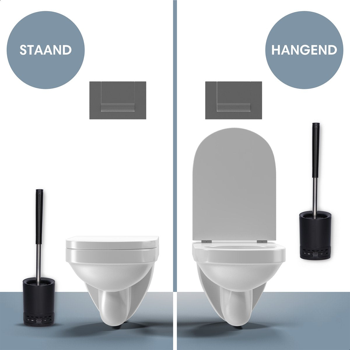 Synx Tools Toiletborstel wit ophangbaar - WC Borstel - Toiletborstel met houder - Toiletborstel siliconen - Antibacterieel -  siliconen wc borstel - zwart
