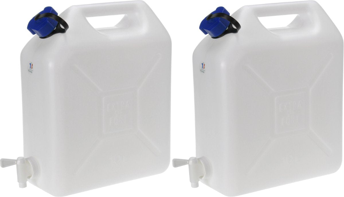 Jerrycan voor water - 1x - 2x - 3x - 10 liter - Kunststof - met kraantje en dop - Camping