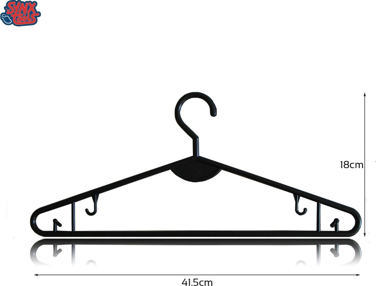 Afmetingen zwarte kledinghanger Synx Tools