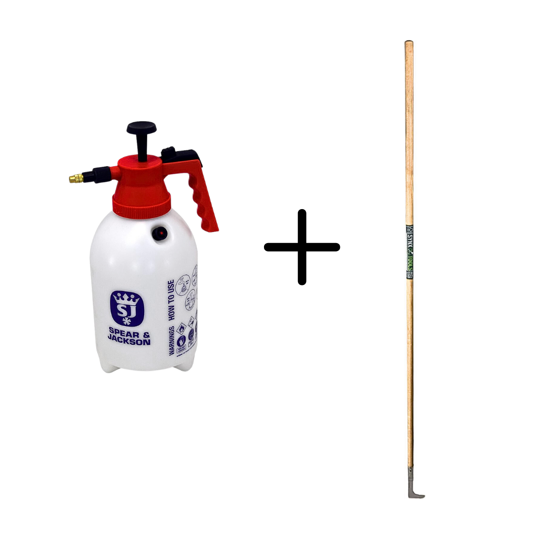 Spear & Jackson Drukspuit 2 Liter + Synx Tools Voegenmes RVS – planten spuit -  zuurbestendig - onkruidmes  - voegenkrabber met steel 150cm