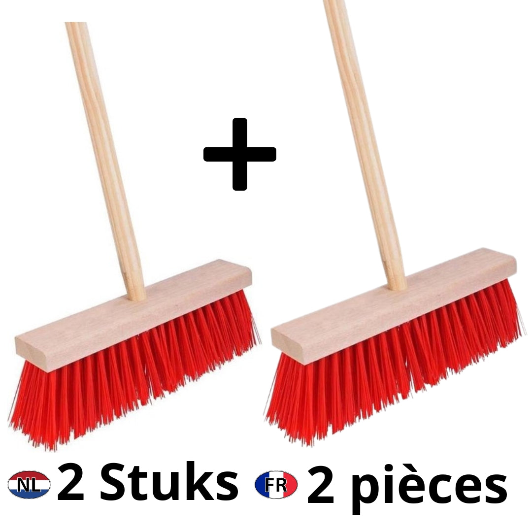 Synx Set 2x Balai d'extérieur Rouge - Articles de jardin - Balayeuse - Manche 120cm 