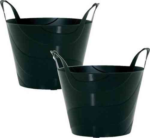 2x Seaux/paniers à linge flexibles noirs 45L - Paniers de rangement et à linge 