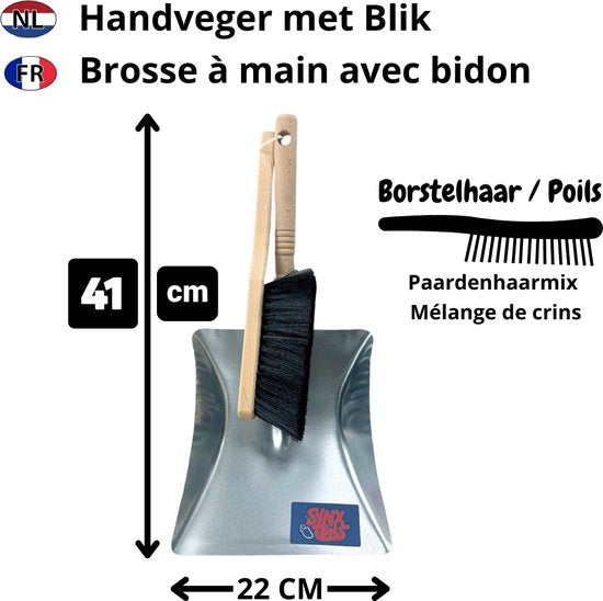 Stoffer en Blik Metaal Zwart Bezem Handveger en blik- Paardenhaarmix Synx Tools - Veger en blik