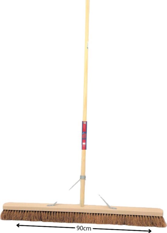 Synx Tools kokos Zachte Bezem 90cm & Vloertrekker 100cm – Bezem met steel 160cm - Cocosharen – Trekker met steel 150cm - Waterkeerrand