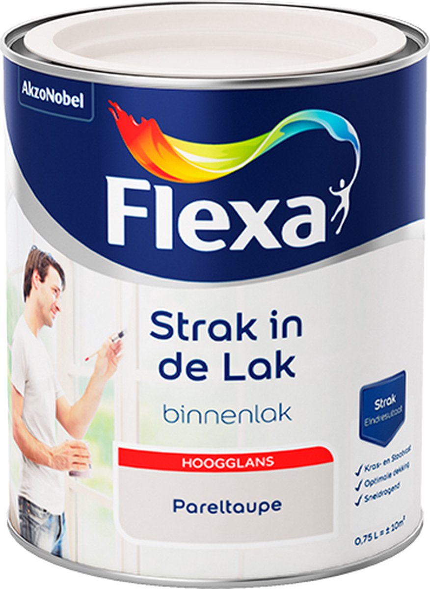 Flexa - Strak in de Lak - Watergedragen - Hoogglans - pareltaupe - 0,75 liter