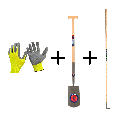 Synx Tools Voegenmes RVS + Spear & Jackson Spade Gesmeed 120cm steel + Gerecycled Tuinhandschoenen 