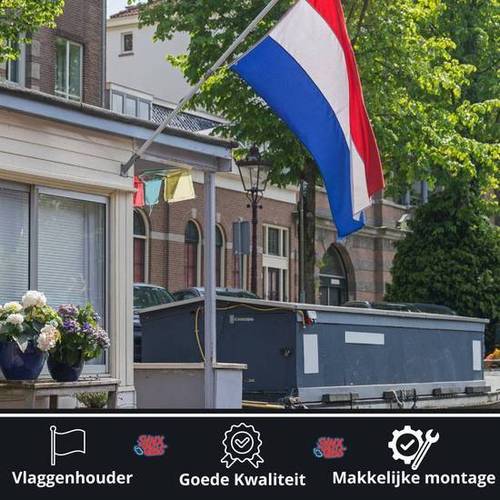 Vlaggenhouder met Nederlandse vlag, goede kwaliteit