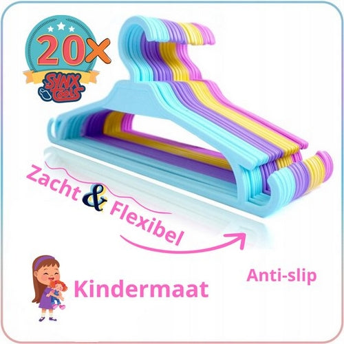 Synx Tools Kinder Kledinghangers - Baby Kledinghangers - Kleerhangers - 20 Stuks - Hanger - Mix Kleur