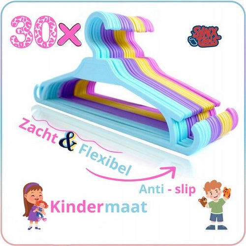 Synx Tools Kinder-Kleiderbügel – Baby-Kleiderbügel – 30 Stück – Kleiderbügel – verschiedene Farben