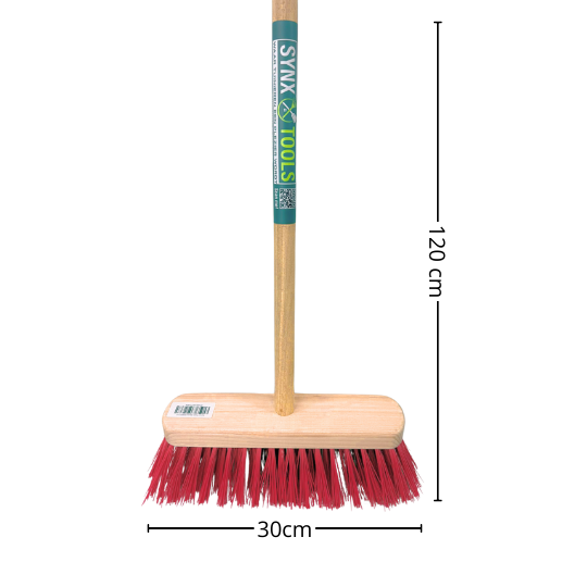 Synx Tools Harde Bezem Rood 30cm - Tuinbezem steel 120cm