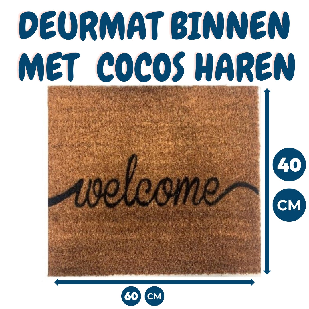 Deurmat binnen cocos haren 40x60cm met 'welcome' tekst