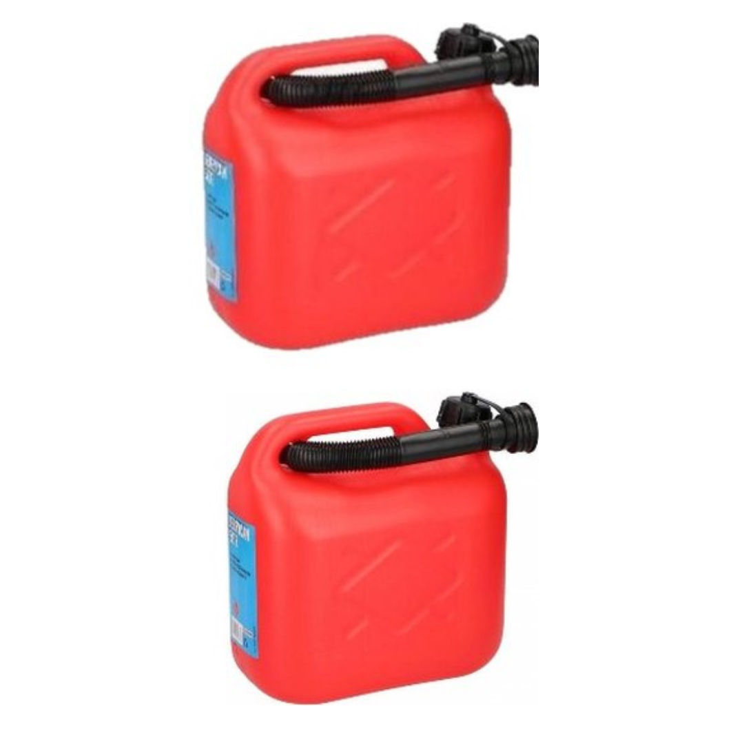 2x rode jerrycan 10L met schenktuit voor brandstof