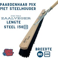 Synx Tools Paardenhaar 80 cm + Vloertrekker 100 cm - Bezem zacht met Steel 150 cm - Trekker met steel 150cm - Waterkeerrand