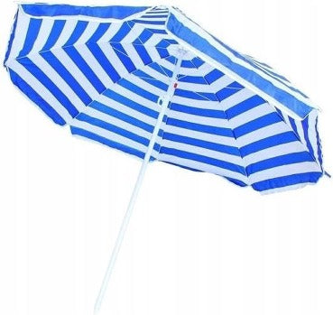 Blauw/wit gestreepte strand/camping parasol 165 cm met grondpen/haring - Verstelbare parasols/zonwering/zonbescherming - Stokparasol - Strandparasols