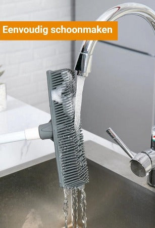 Synx Tools Zachte rubberen  bezem binnen Vloertrekker 30cm - Pet hair remover bezems - kappersbezem met steel - Vloertrekkers badkamer